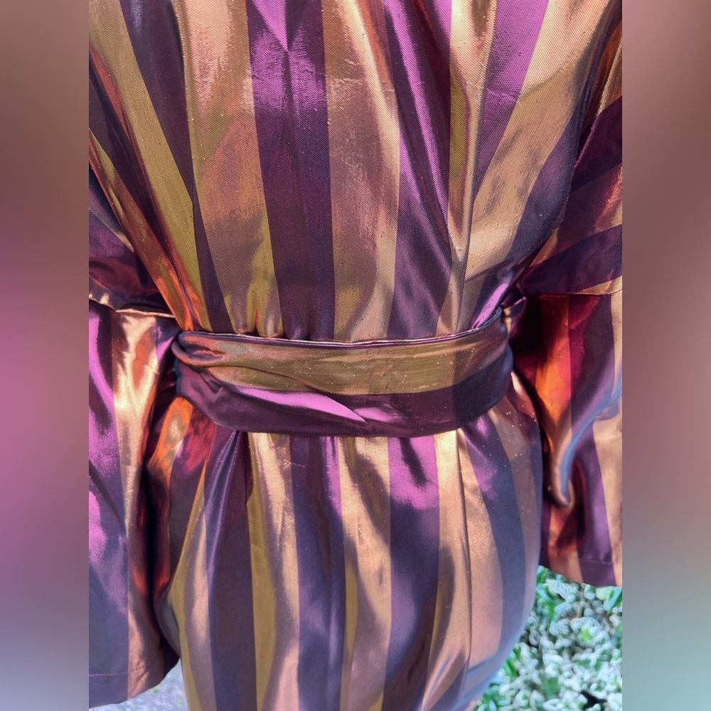 Manila Grace Metallic Striped Burgundy Orange Robe Coat Duster IT 44 fits 6-8 - Picture 9 of 16
